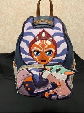 Kids Character Mini Backpack in Navy with Multicolor Ahsoka & Grogu Art